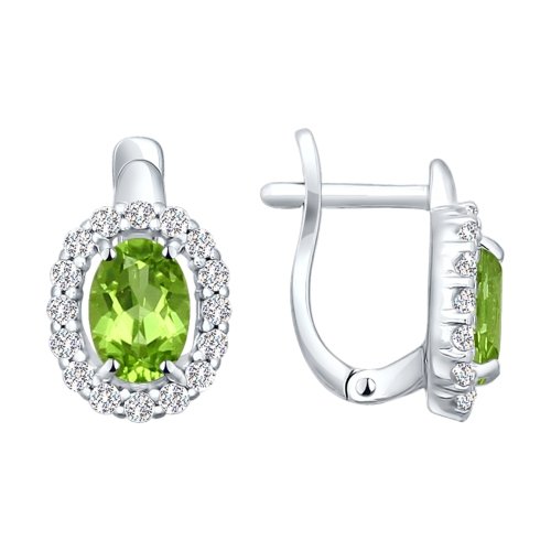 Серьги из серебра с хризолитом