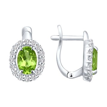 Серьги из серебра с хризолитом
