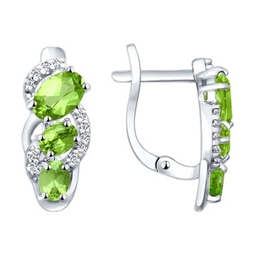 Серьги из серебра с хризолитом