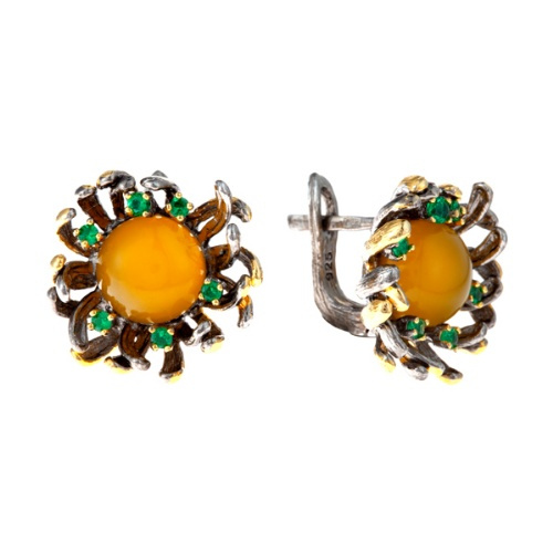 Серьги из серебра с янтарем