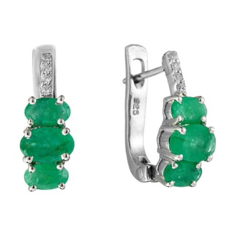 Серьги из серебра с изумрудом Серьги из серебра с изумрудом
