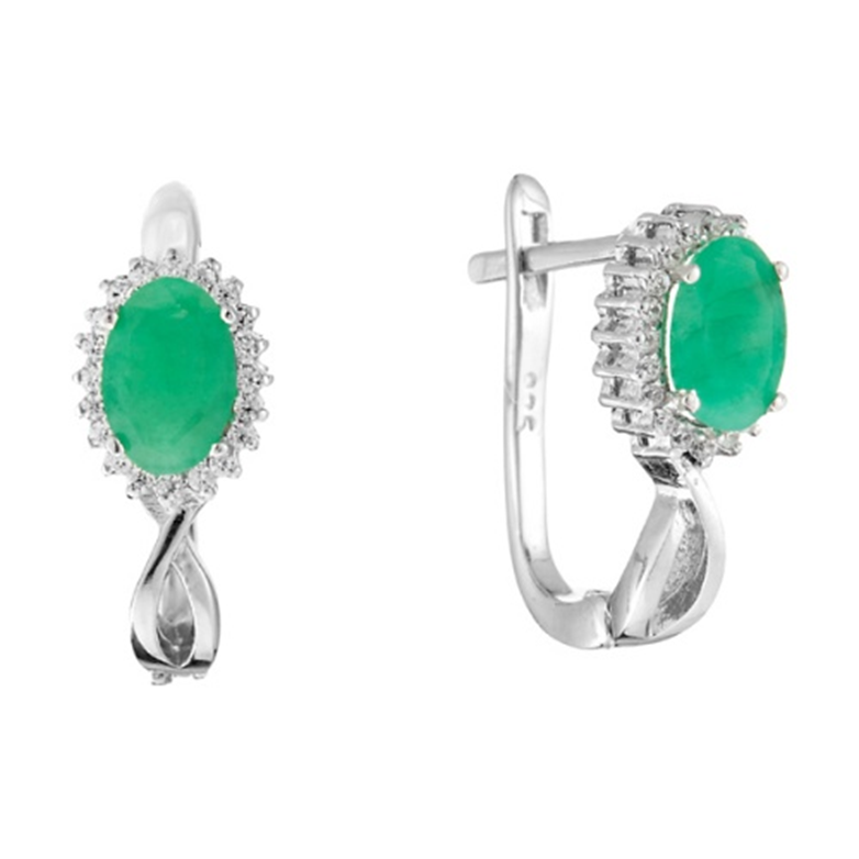 Серьги из серебра с изумрудом Серьги из серебра с изумрудом