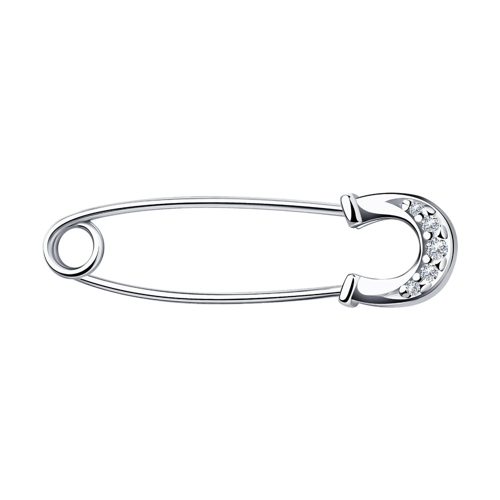 Булавка из серебра с фианитом