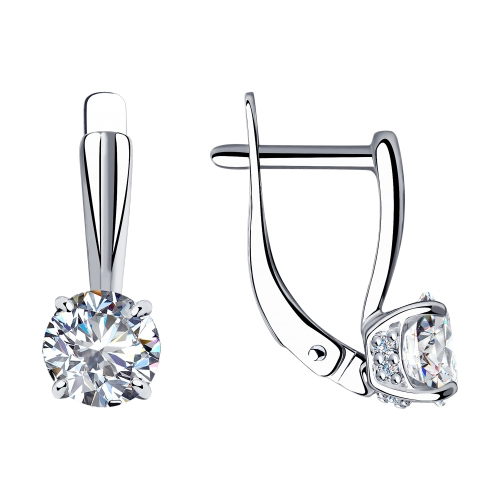 Серьги из серебра с фианитом