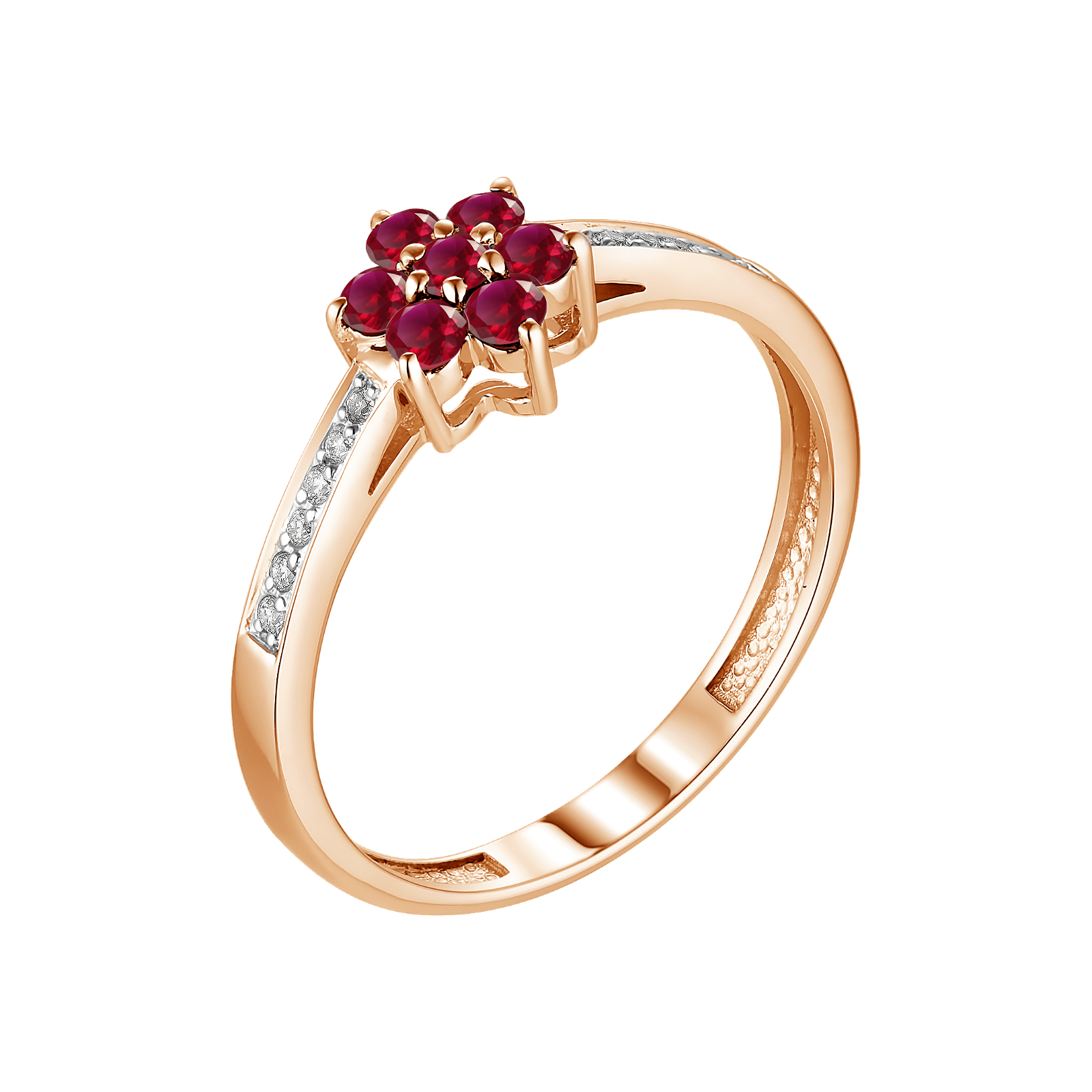 Кольцо из золота с Бриллиантом и рубином
