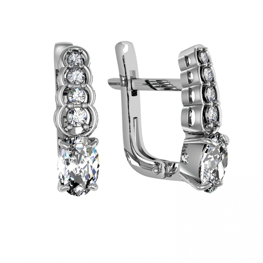 Серьги из серебра с фианитом
