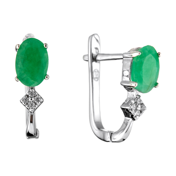 Серьги из серебра с изумрудом Серьги из серебра с изумрудом