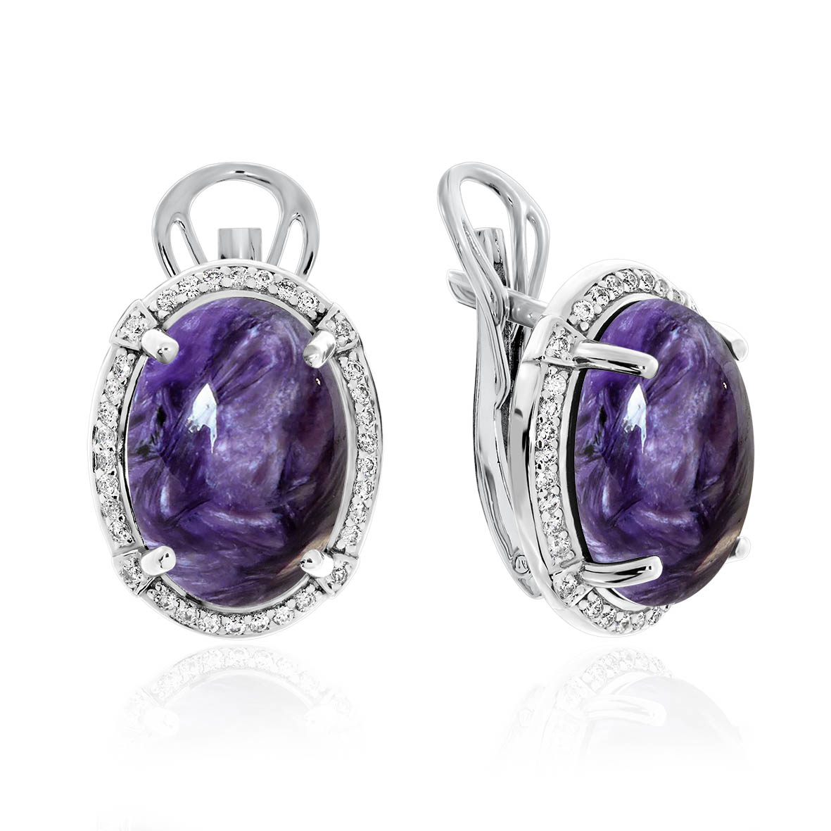 Серебро серьги чароит. Серебро серьги чароит. Серебро серьги чароит. Серьги с уральскими самоцветами. Чароит 407.