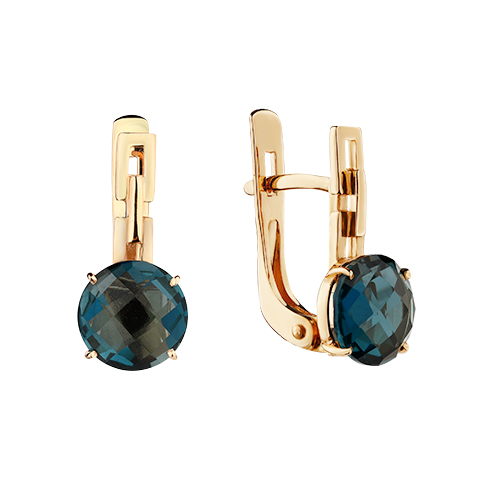 Серьги из золота с лондон топазом