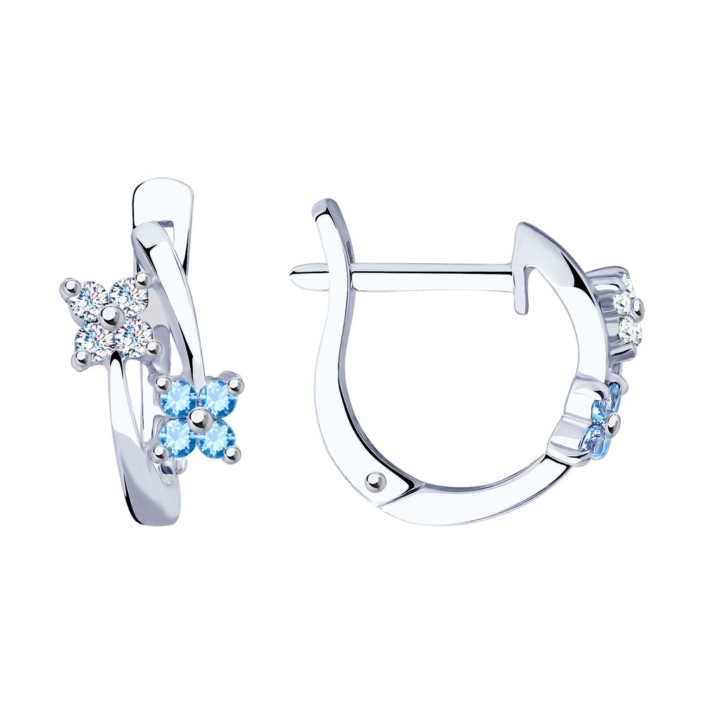 Серьги из серебра с фианитом