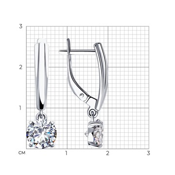 Серьги из серебра с фианитом