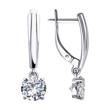 Серьги из серебра с фианитом