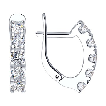 Серьги из серебра с фианитом