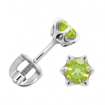 Серьги из серебра с хризолитом