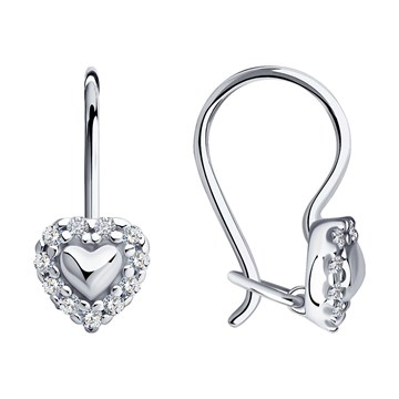 Серьги из серебра с фианитом