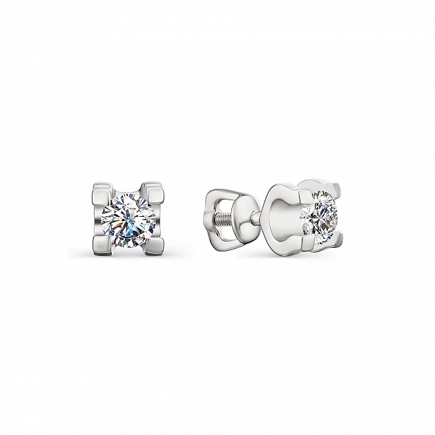 Серьги из серебра с фианитом