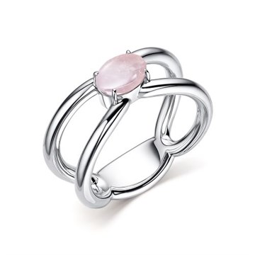Кольцо из серебра с розовым кварцем