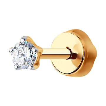 Серьга из золота с фианитом