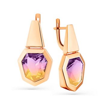 Серьги из золота с Аметрином