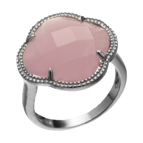 Кольцо из серебра с розовым кварцем