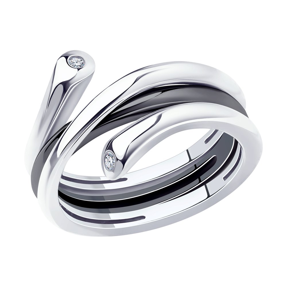 Кольцо наборное из серебра с фианитом
