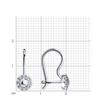 Серьги из серебра с фианитом