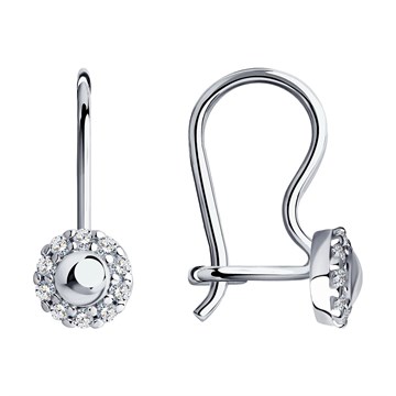 Серьги из серебра с фианитом