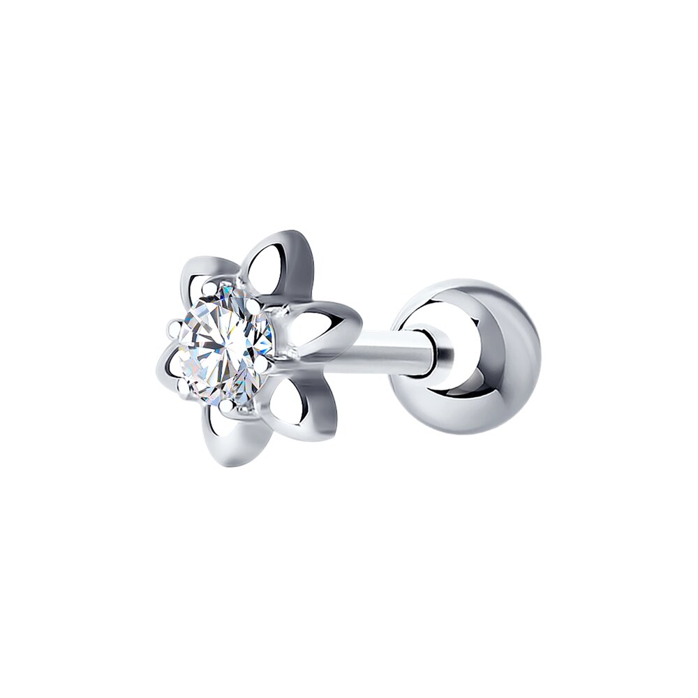 Серьга из серебра с фианитом