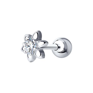 Серьга из серебра с фианитом