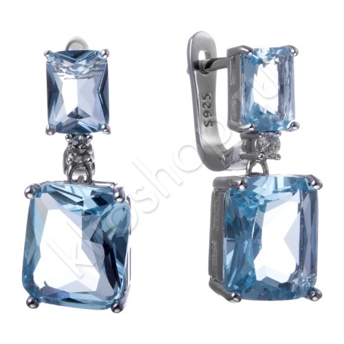 Серьги из&nbsp;серебра с&nbsp;топазом и&nbsp;фианитом