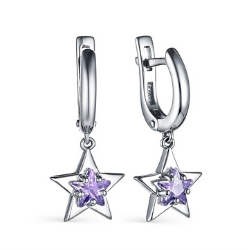 Серьги из серебра с фианитом