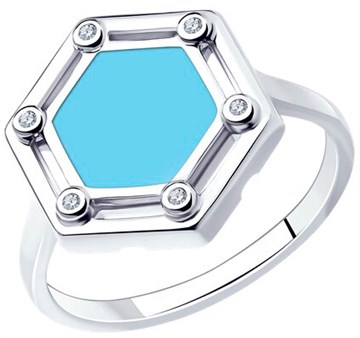 Кольцо из серебра с эмалью и фианитом