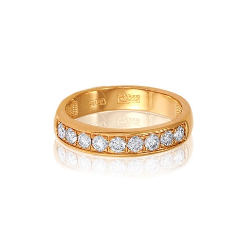 Кольцо обручальное из золота с бриллиантом