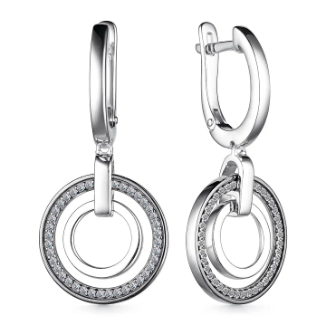 Серьги из серебра с фианитом
