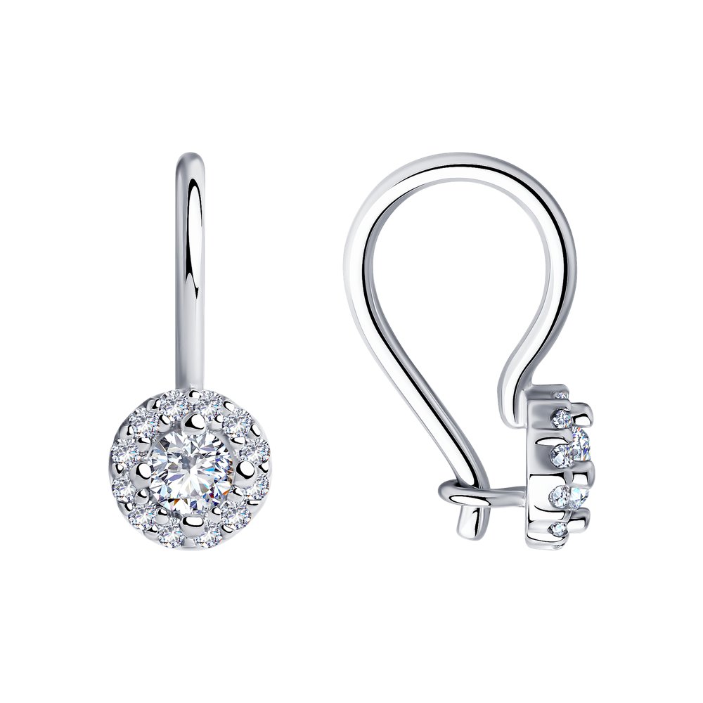 Серьги из серебра с фианитом