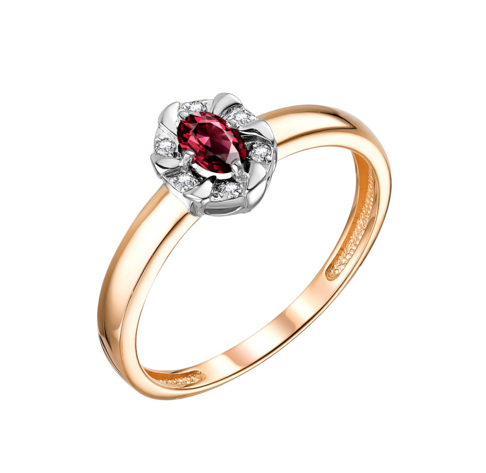 Кольцо из золота с рубином и бриллиантом