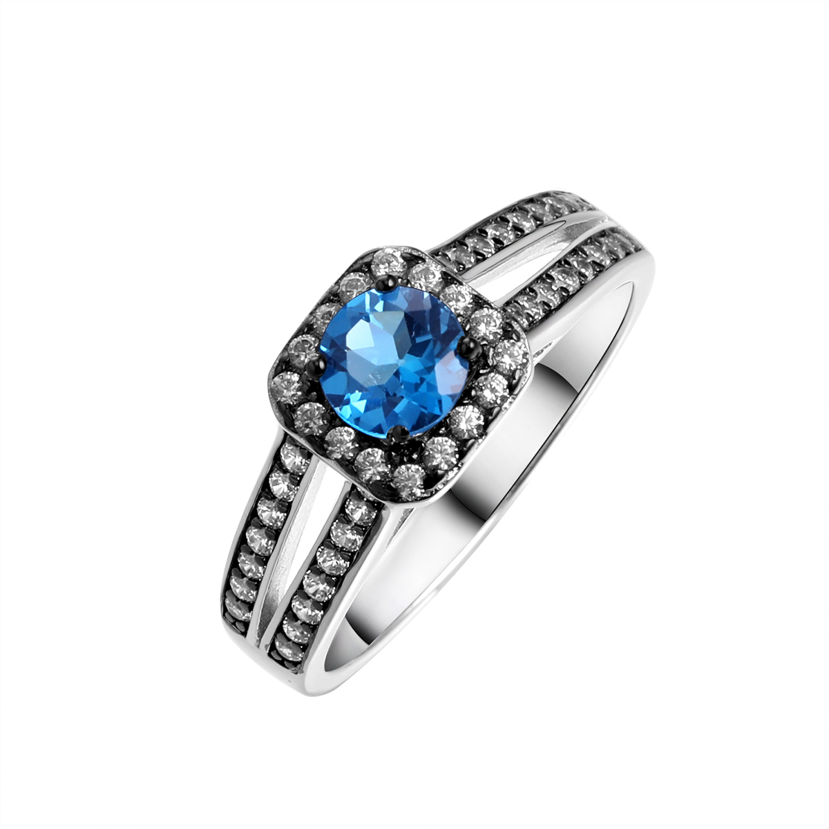 Кольцо из&nbsp;серебра с&nbsp;лондон топазом и&nbsp;фианитом