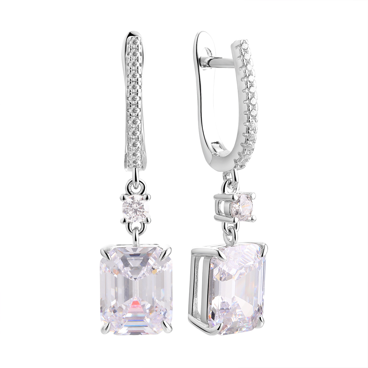 Серьги из серебра с фианитом