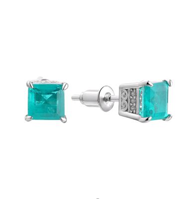 Серьги из серебра с нанокристаллом и фианитом