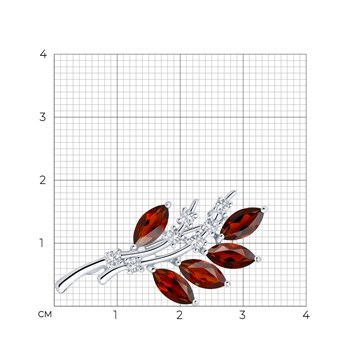 Брошь из серебра с Гранатом и фианитом