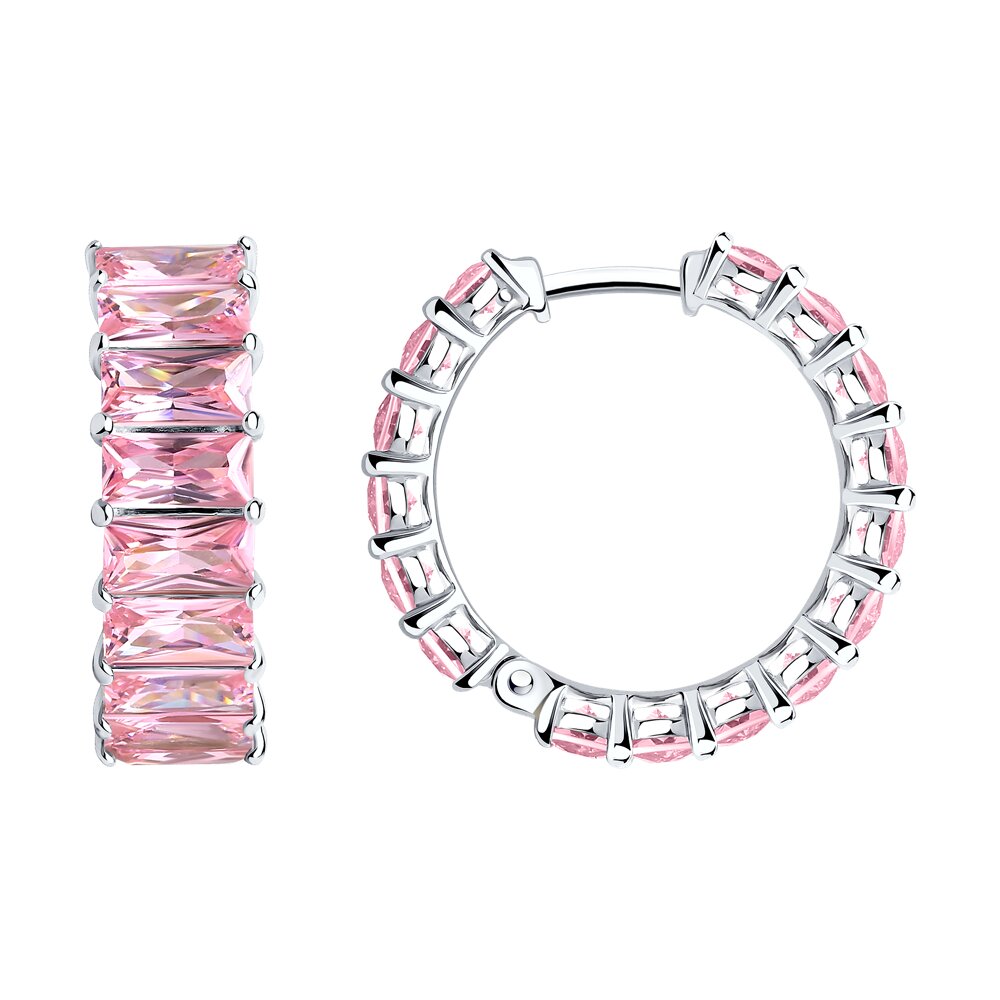Серьги из серебра с фианитом