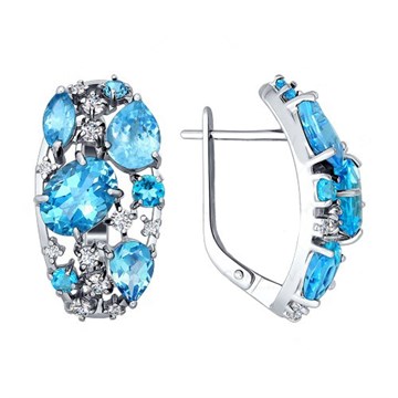 Серьги из&nbsp;серебра с&nbsp;топазом и&nbsp;фианитом