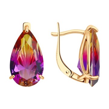 Серьги из серебра с Нанокристаллом цветным