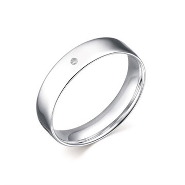 Кольцо обручальное из серебра с Бриллиантом