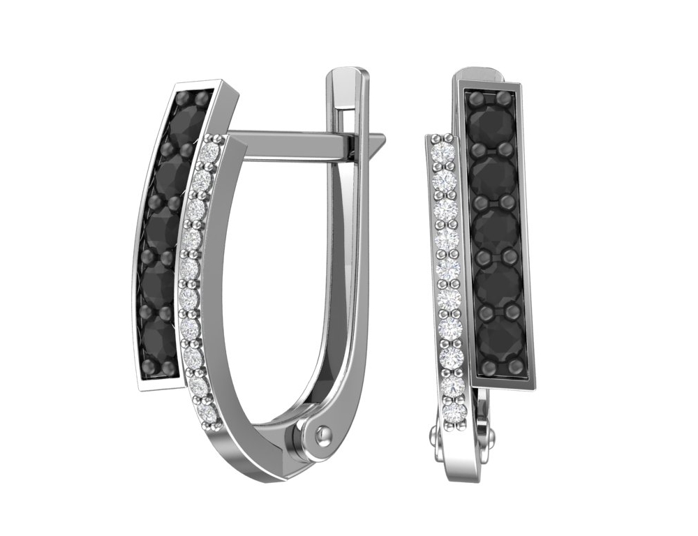 Серьги из серебра с фианитом