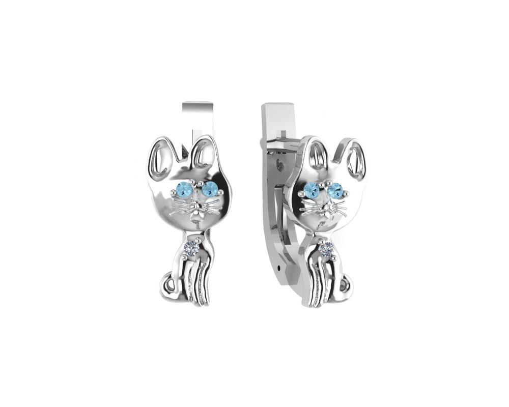 Серьги из серебра с фианитом
