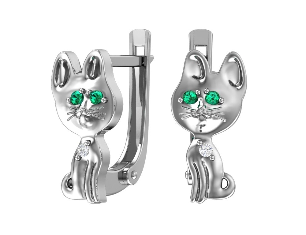 Серьги из серебра с фианитом