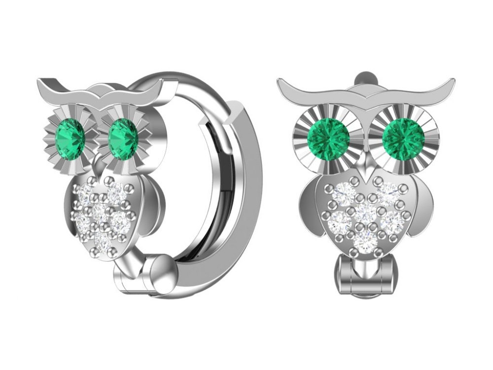 Серьги из серебра с фианитом