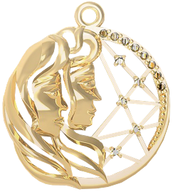 Подвеска "Близнецы" из&nbsp;золота с&nbsp;фианитом