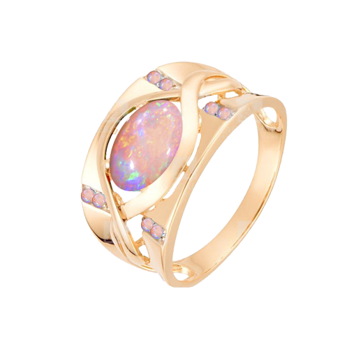 Кольцо из золота с опалом и фианитом